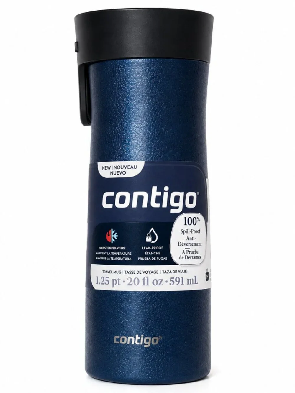 CONTIGO Travel Mug 20 oz AUTOSEAL WEST LOOP 3 STAINLESS Frosty Crystal Blue